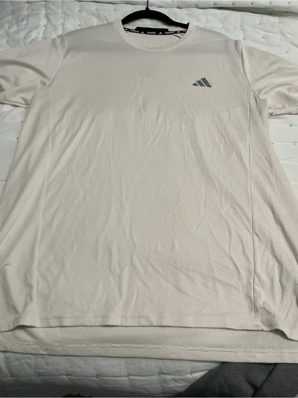 adidas Short Sleeve Crew Tee in Off-White with Grey Logo